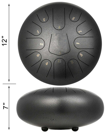 C Major 12" VEVOR Steel Tongue Drum with Travel Case - Discover Serene Melodies