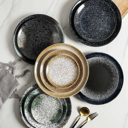 Elegant Japanese Stoneware Dining Plate Set - Choose Your Ideal Size (6, 8, or 10 Inch)