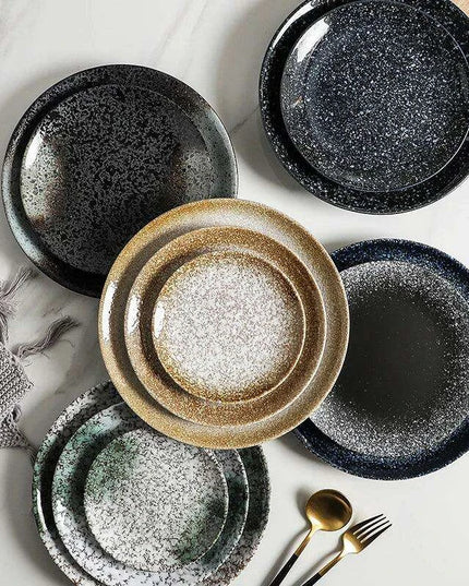 Elegant Japanese Stoneware Dining Plate Set - Choose Your Ideal Size (6, 8, or 10 Inch)