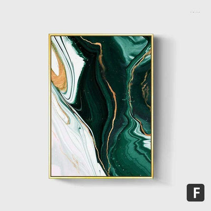 Sophisticated Green and Gold Foil Abstract Canvas Artwork for Chic Home Interiors