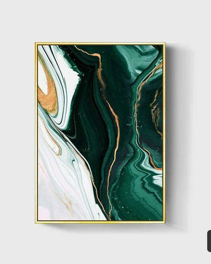 Sophisticated Green and Gold Foil Abstract Canvas Artwork for Chic Home Interiors