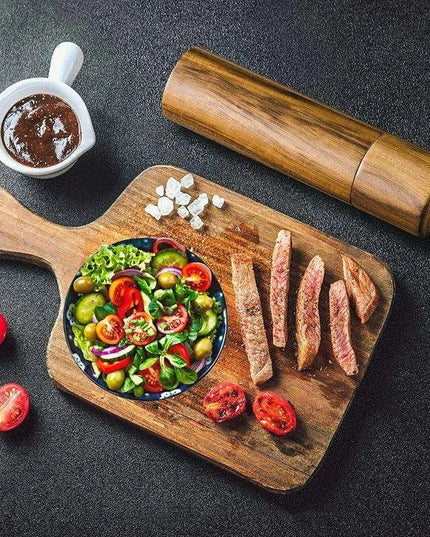 Elegant Acacia Wood Spice Grinder Duo - Premium Culinary Seasoning Mill