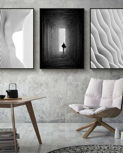Sophisticated Nordic Monochrome Abstract Architectural Canvas - Exclusive Edition Charm