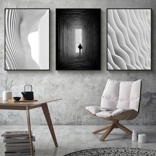 Nordic Monochrome Abstract Architectural Canvas - Limited Edition Beauty