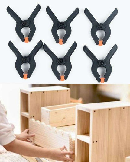 Durable 6-Piece Plastic Spring Clamp Set for Woodworking and DIY Tasks