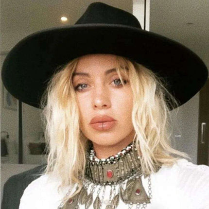 Chic Wide Brim Wool Felt Porkpie Fedora - Unisex Crushable Winter Hat for Formal Events, Parties, and Jazz Nights