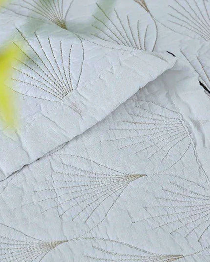 Elegant Embroidered Cotton Quilt Set - 3PC Queen Size Bedspread for Serene Summer Nights