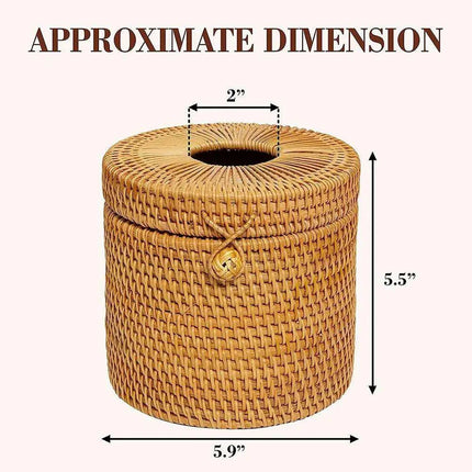 Chic Rattan Tissue and Toilet Paper Storage Box with Lid for Home and Office Use