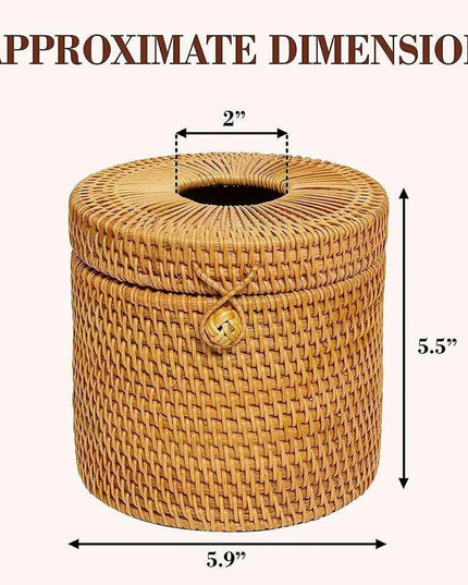 Chic Rattan Tissue and Toilet Paper Storage Box with Lid for Home and Office Use