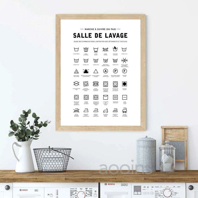 Scandinavian Chic Monochrome Canvas Art for Laundry Room Aesthetics