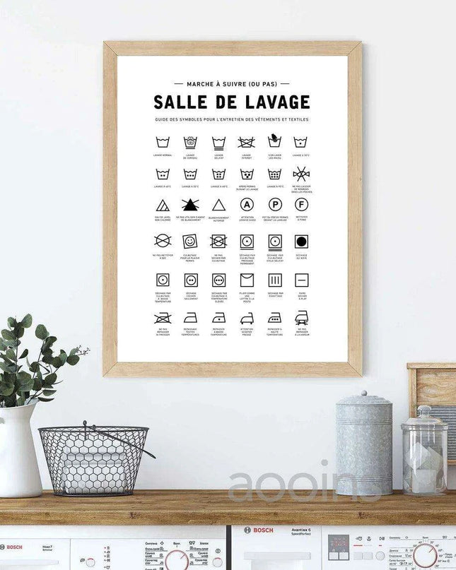 Scandinavian Chic Monochrome Canvas Art for Laundry Room Aesthetics