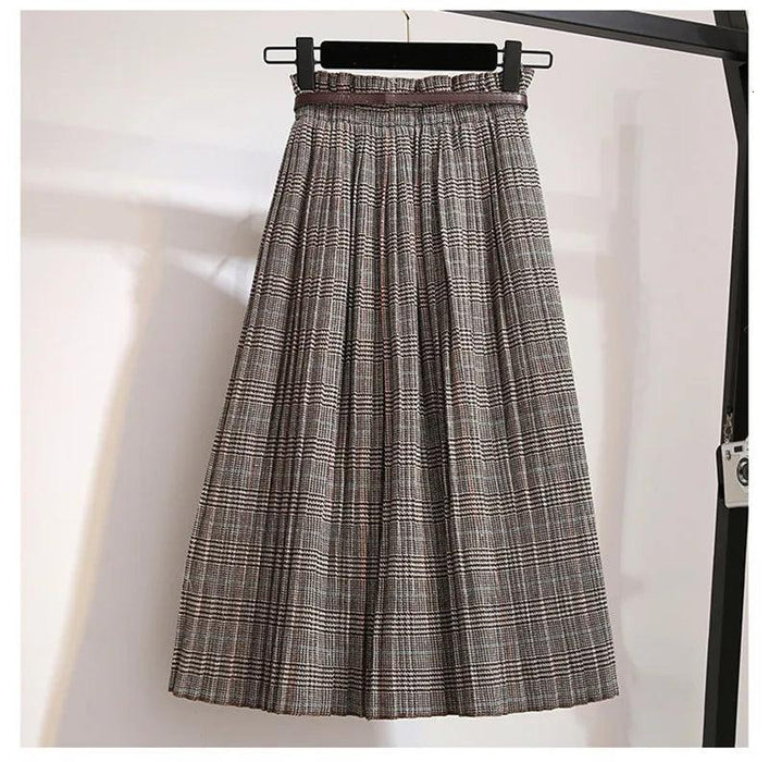 Timeless High-Waisted Plaid Maxi Skirt - Essential for Autumn-Winter