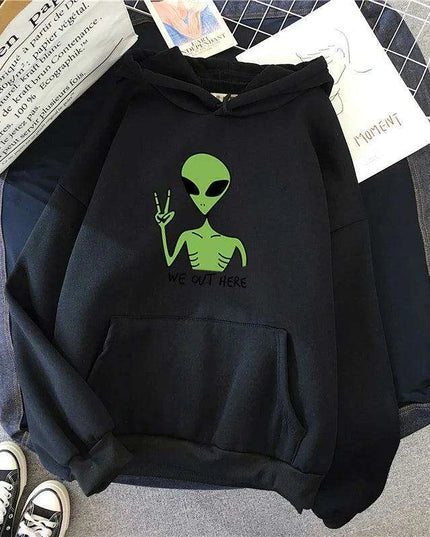 Quirky Green Alien Hoodies for Girls - Fun and Cozy Winter Sweatshirts