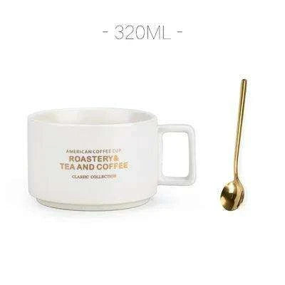 Retro Ceramic Mug and Spoon Set - Charming 320ml Drinkware for a Thoughtful Gift