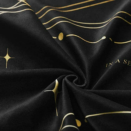 Elegant Black Velvet Dining Table Cover with Exquisite Gold Accents