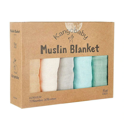 Kangobaby Luxurious 5-Piece Baby Blanket Set - Soft Bamboo Cotton Comfort for Your Baby