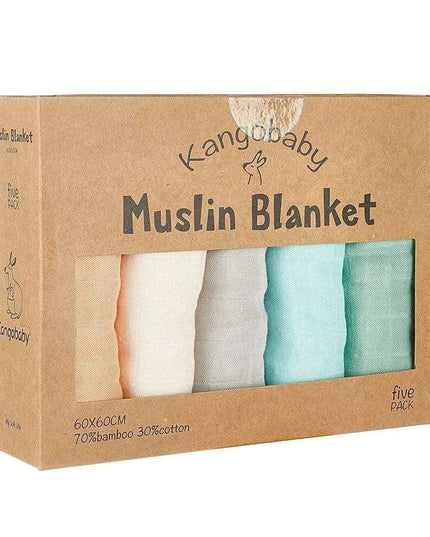 Kangobaby Luxurious 5-Piece Baby Blanket Set - Soft Bamboo Cotton Comfort for Your Baby