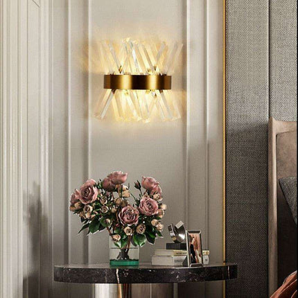 Elegant Crystal Wall Sconce - Modern Illumination for Home and Bath