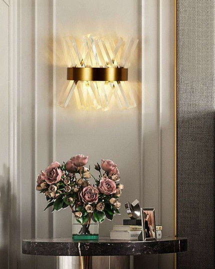 Elegant Crystal Wall Sconce - Modern Illumination for Home and Bath