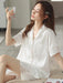 Sophisticated Lace-Adorned Satin Sleepwear Set for Women