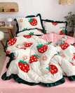 strawberry ruffles / King / flat sheet