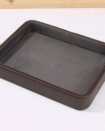 Elegant Genuine Leather Organizer Tray for Jewelry, Cosmetics, and Keys