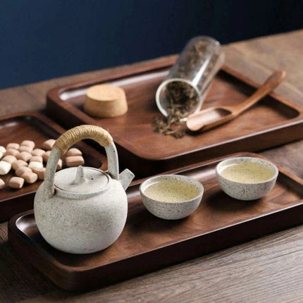 Luxury Black Walnut Serving Tray Collection - Exquisite Tableware for Upscale Dining