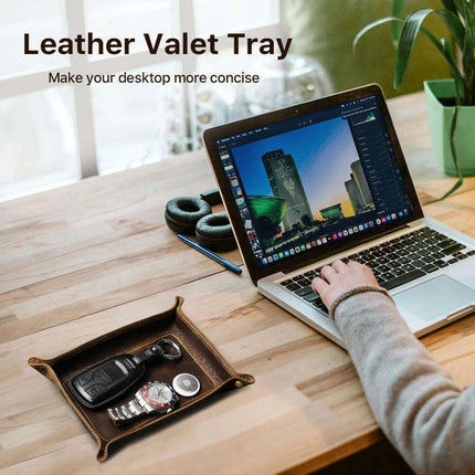 Elegant Leather Desktop Organizer Tray - Stylish Storage Solution