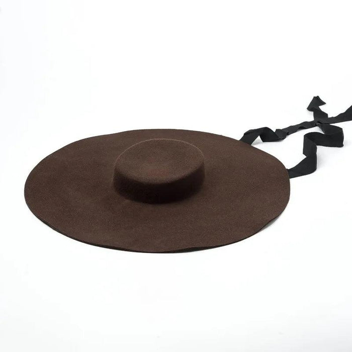 Extra Large Red Wool Fedora Hat with 15cm Brim - Stylish Flat Top