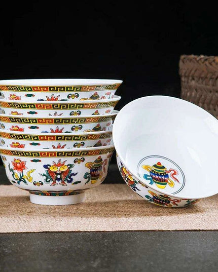 Set of 6 Elegant Blue and White Porcelain Ramen Bowls Featuring Vintage Chinese Dragon Design
