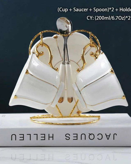 Regal Elegance Gold Pearl Bone China Tea and Coffee Set - Sophisticated Collection for Luxurious Teatime