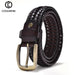Men's Elegant Gold Buckle Braided Genuine Leather Belt