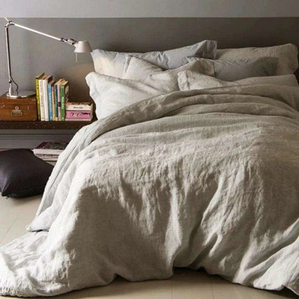 Tailored 100% Linen King Duvet Cover Available in Elegant Natural Gray, Soft Pink, and Serene Blue