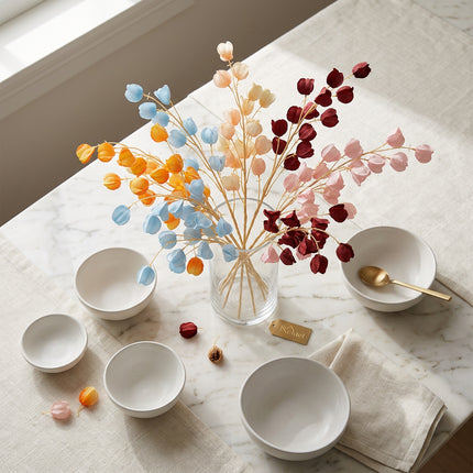 Meldel Silk Gooseberry Flower Arrangement - 3 Forks, Realistic Decor
