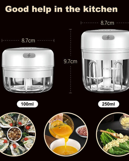 Compact Electric Garlic Chopper with Quick-Slice Technology and Adjustable Capacity