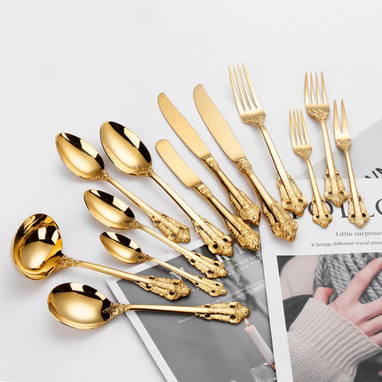 Gold Vintage Stainless Steel Cutlery, Individual Pieces | Très Elite