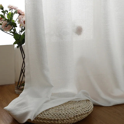Luxury Solid White Sheer Curtains – Half Transparent Tulle Drapes & Custom Sizes