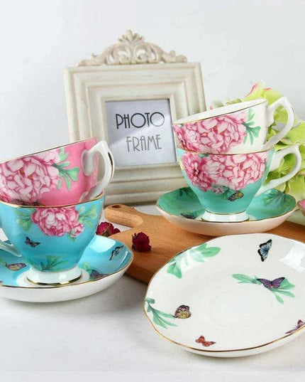Luxurious Black Floral Porcelain Tea Set for Elegant Gatherings
