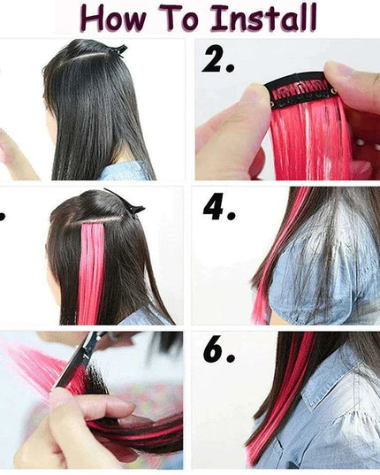 24" Colorful Ombre Clip-In Hair Extensions - Benehair Vibrant Synthetic Hairpiece