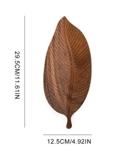 Elegant Leaf-Shaped Walnut Rubber Wood Serving Trays for Luxurious Dining