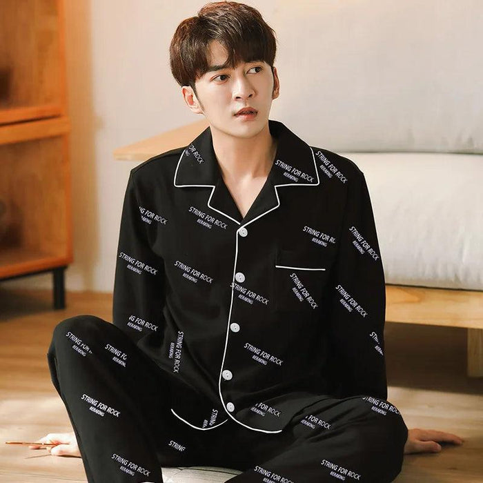 Cozy Korean Nights: Men's Stylish Cotton Pajama Set for Ultimate Comfort