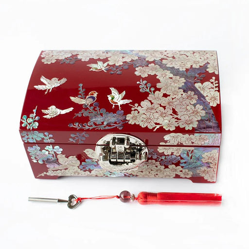 Artisan Crafted Abalone Jewelry Box with Lock and Integrated Mirror