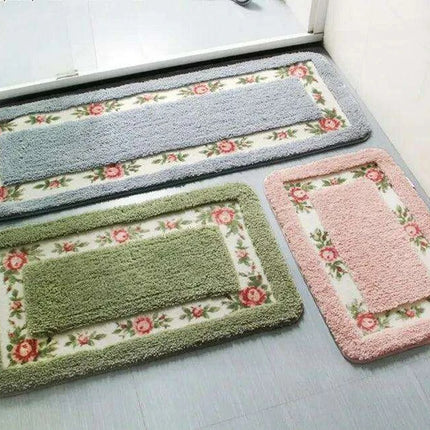 Chic Pink Rose Oval Rug Set - 2 Elegant Mats for Stylish Home Decor
