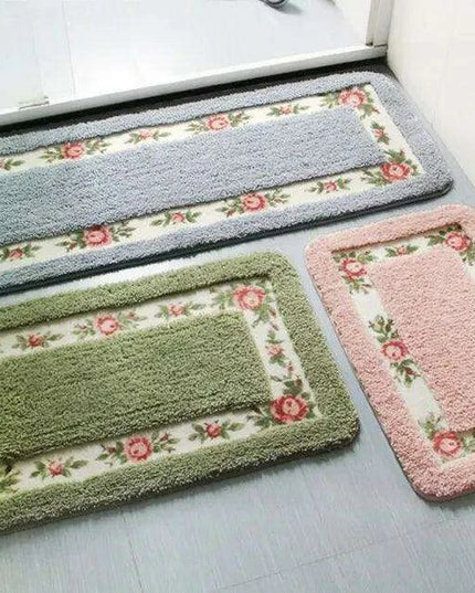 Chic Pink Rose Oval Rug Set - 2 Elegant Mats for Stylish Home Decor