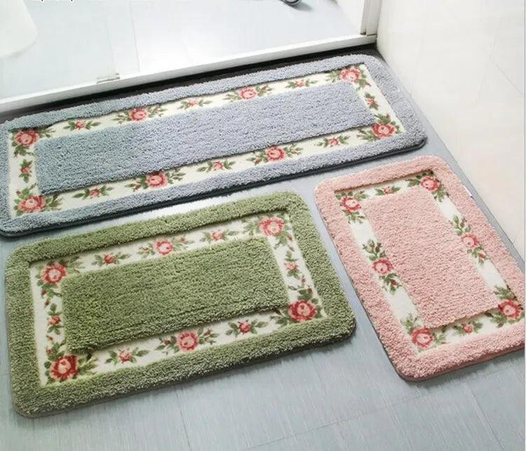 Chic Pink Rose Oval Rug Set - 2 Elegant Mats for Stylish Home Decor