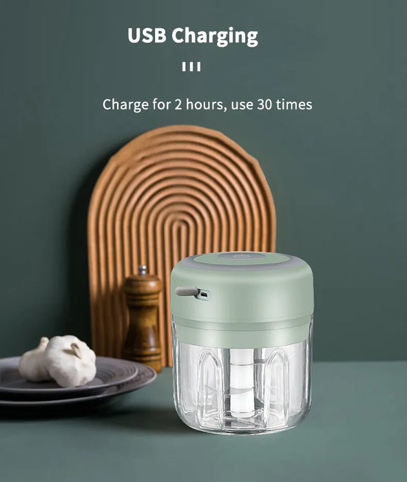 Compact Electric Garlic Chopper with Quick-Slice Technology and Adjustable Capacity