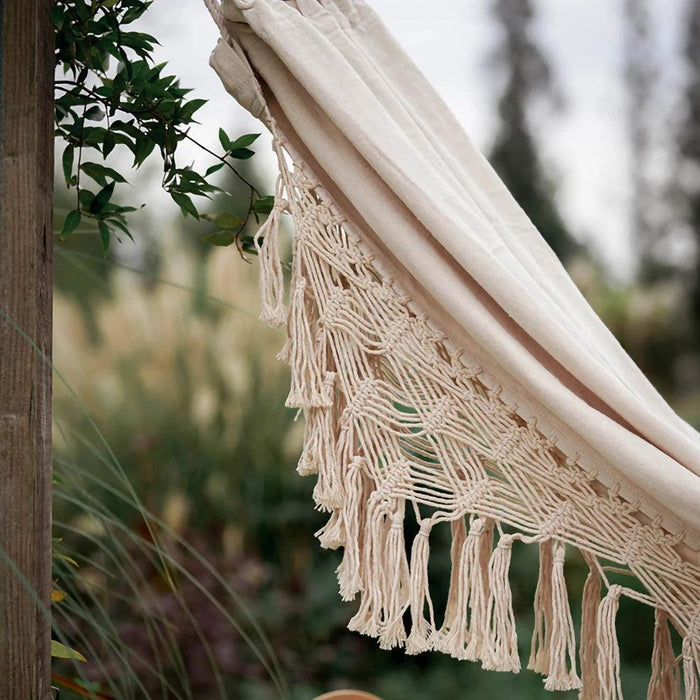 Boho Style Brazilian Macrame Fringed Deluxe Double Hammock - Premium Relaxation Experience