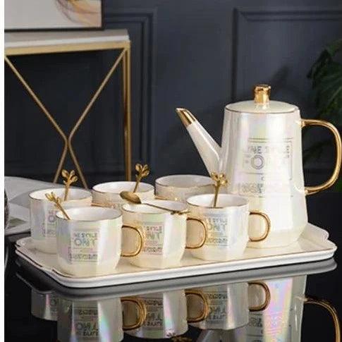 Nordic Gold Ceramic Tea Coffee Set with Bone China Touch