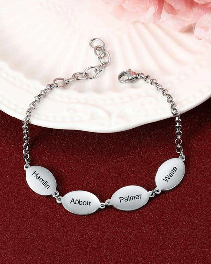 Personalized Engraved Oval Link Bracelets for Couples - Add 2 to 4 Names - Ideal Gift for Friends and Mothers