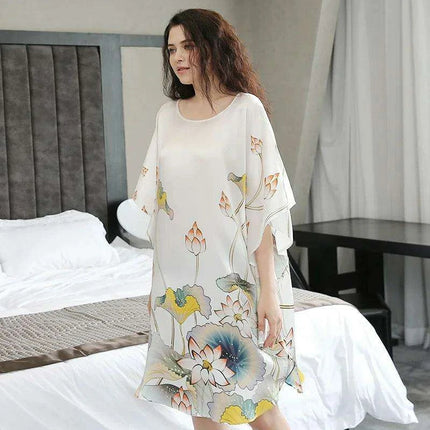 Silk Elegance: Luxurious 100% Pure Silk Nightgown Robe for Women